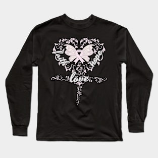 Mesothelioma Awareness Faith Hope Love Butterfly Ribbon, In This Family No One Fights Alone Long Sleeve T-Shirt